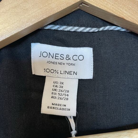 NWT Jones & Co Women's Black 100% Linen Button Up Jacket 3X Plus Size Pockets - Picture 6 of 12